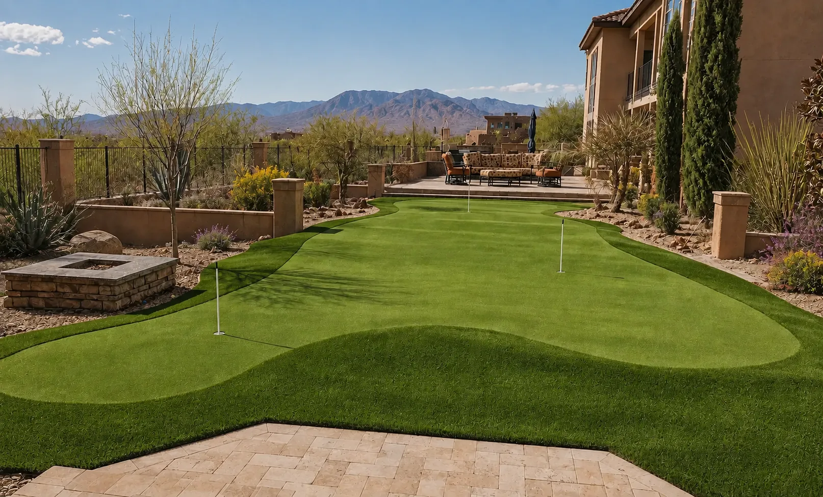 Eagle Greens and Turf custom backyard putting green in New Mexico