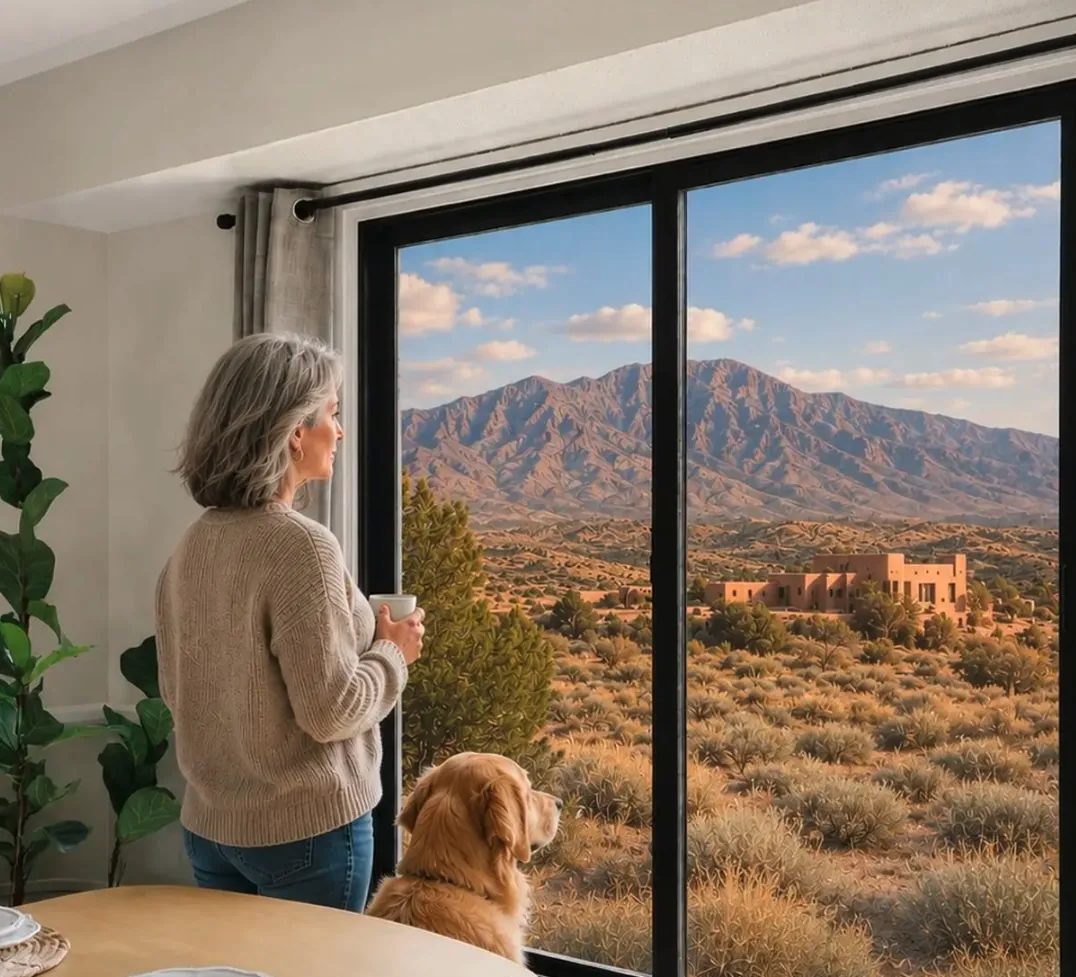 Southwest Style replacement windows overlooking a New Mexico mountain landscape